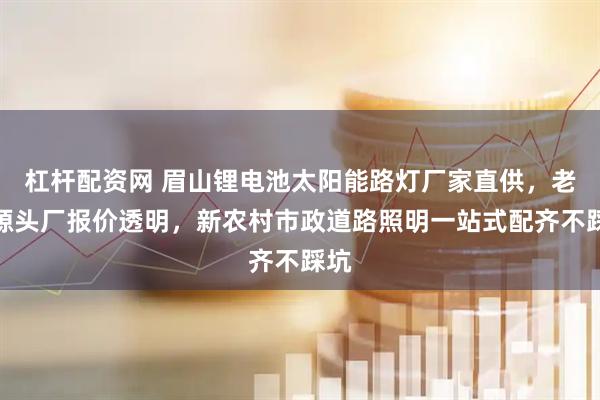 杠杆配资网 眉山锂电池太阳能路灯厂家直供，老姚源头厂报价透明，新农村市政道路照明一站式配齐不踩坑