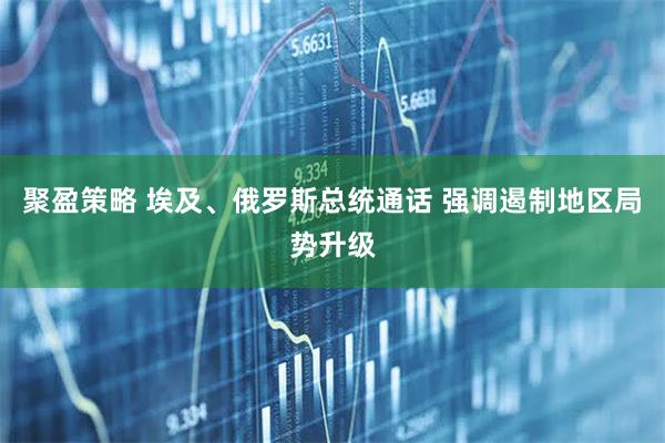聚盈策略 埃及、俄罗斯总统通话 强调遏制地区局势升级