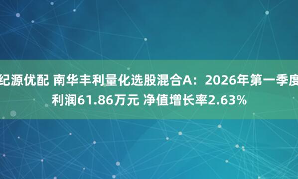 纪源优配 南华丰利量化选股混合A：2026年第一季度利润61.86万元 净值增长率2.63%