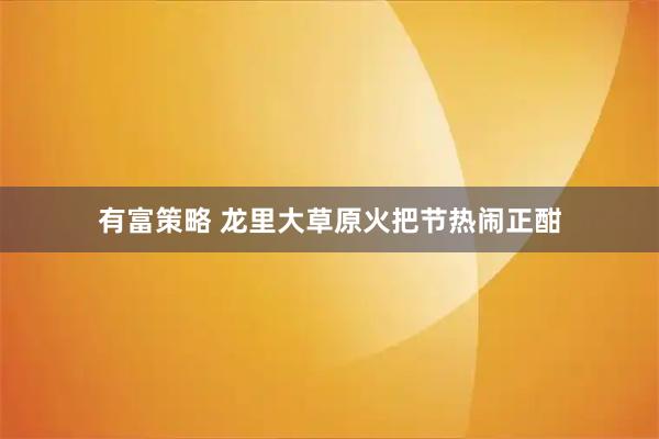 有富策略 龙里大草原火把节热闹正酣