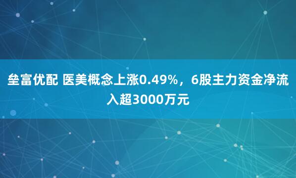 垒富优配 医美概念上涨0.49%，6股主力资金净流入超3000万元