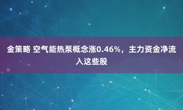 金策略 空气能热泵概念涨0.46%，主力资金净流入这些股