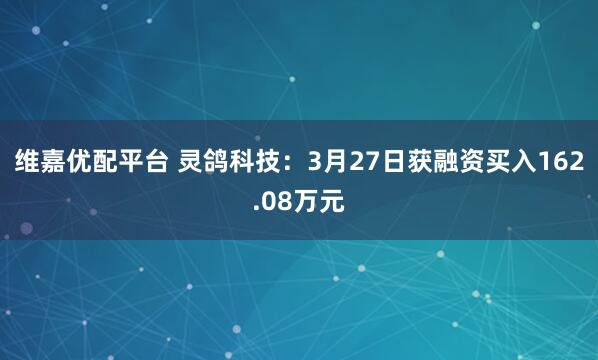 维嘉优配平台 灵鸽科技：3月27日获融资买入162.08万元