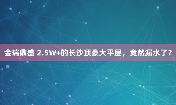 金瑞鼎盛 2.5W+的长沙顶豪大平层，竟然漏水了？