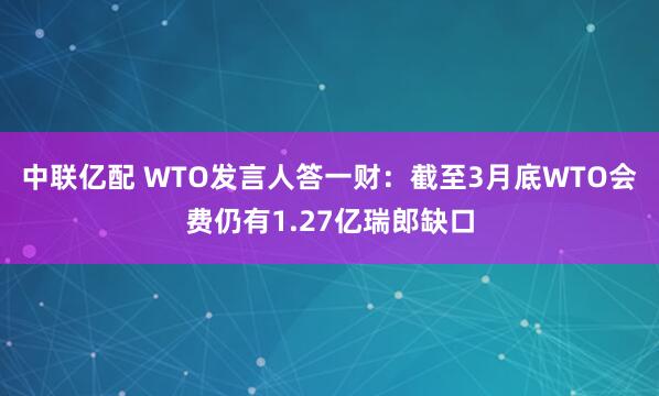 中联亿配 WTO发言人答一财：截至3月底WTO会费仍有1.27亿瑞郎缺口